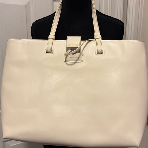 Trussardi Cream Leather Tote Bag - Picture 1 of 5